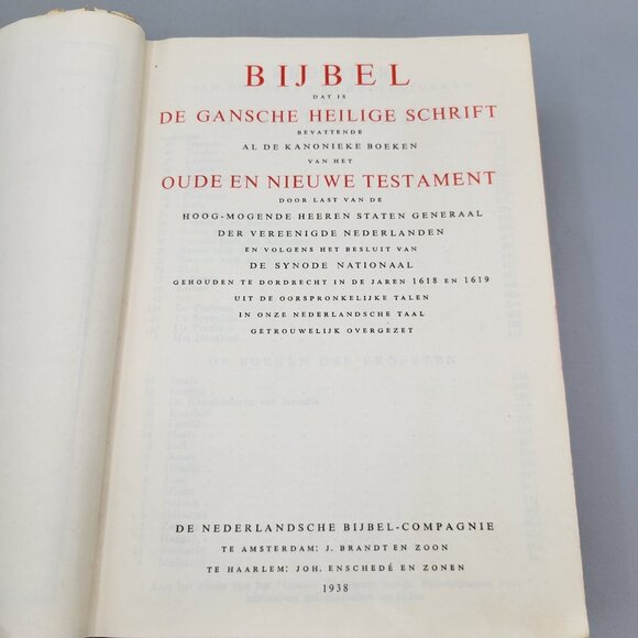 1938 Bijbel Dutch Bible Hardcover Black Leather With Family Photos and Tree - Picture 13 of 16